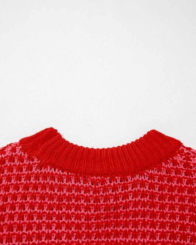 Red 3/4 Draped Sleeve Slouchy Sweater