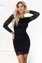 Black Lace Long Sleeve Mini Dress