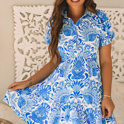 Sky Blue Floral Print Mini Dress