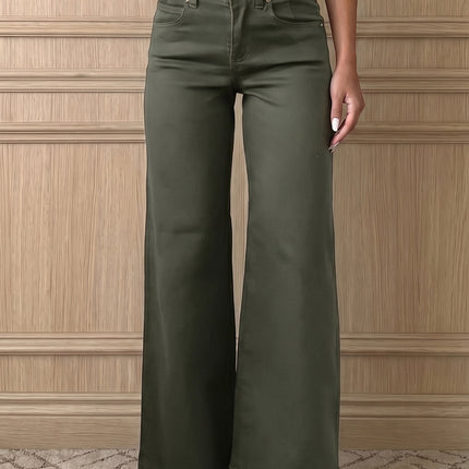 Mist 2-Button High Waist Flared Bottom Jeans