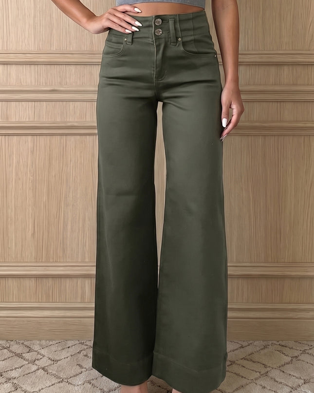 Mist 2-Button High Waist Flared Bottom Jeans