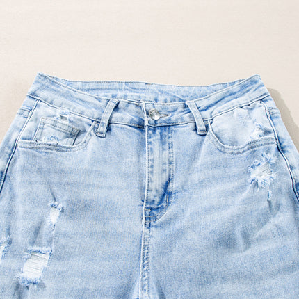 Beau Blue Light Wash Distressed Straight Jeans