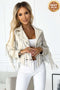 624-1 Short jacket with fringes made of soft eco leather - beige