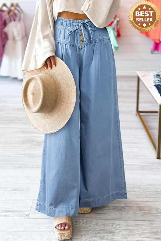 Button Fly Waist Wide Leg Jeans