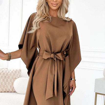 Cappuccino Dress with Tie Waist – Sofia Butterfly