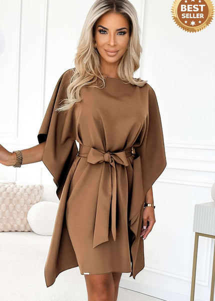 Cappuccino Dress with Tie Waist – Sofia Butterfly