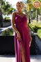 299-19 CHIARA elegant long maxi dress with straps - fuchsia with glitter