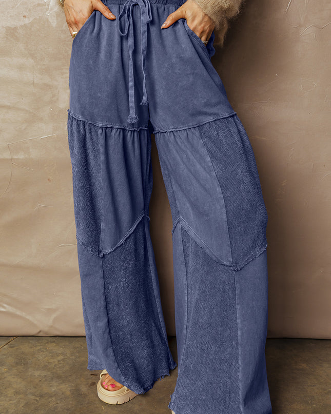 Ashleigh Blue Careys Tiered Wide Leg Patchwork Drawstring Pants