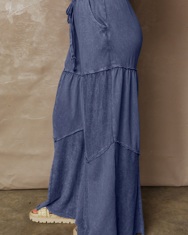 Ashleigh Blue Careys Tiered Wide Leg Patchwork Drawstring Pants