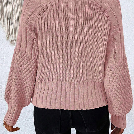 Goat Mixed Texture Knit Button V Neck Sweater Cardigan