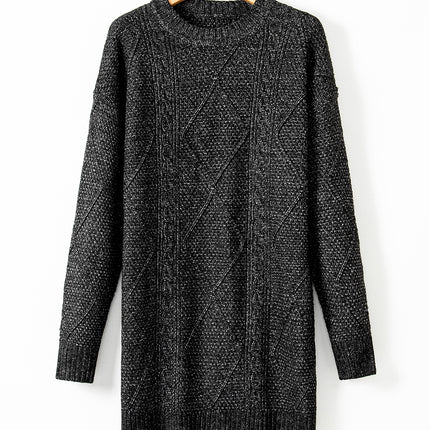 Cable Knit Drop Shoulder Sweater Dress