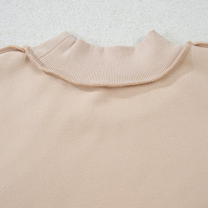 Bright Pink Oversize Drop Shoulder Reversible Mock Neck Sweatshirt