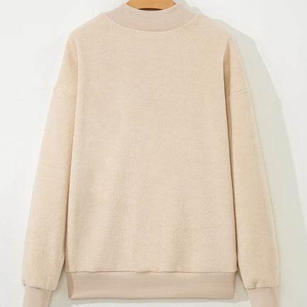 Bright Pink Oversize Drop Shoulder Reversible Mock Neck Sweatshirt
