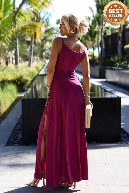 Fuchsia Glitter Maxi Dress with Straps – Chiara