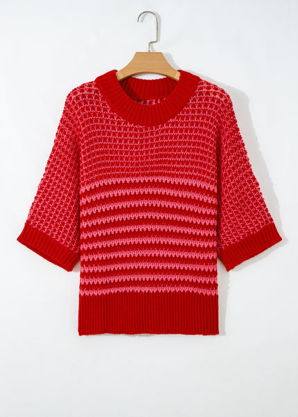 Red 3/4 Draped Sleeve Slouchy Sweater