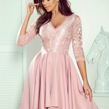 Powder Pink Dress with Lace Back Detail – Nicolle