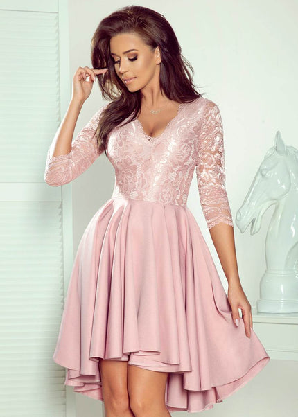 Powder Pink Dress with Lace Back Detail – Nicolle