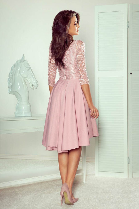 Powder Pink Dress with Lace Back Detail – Nicolle