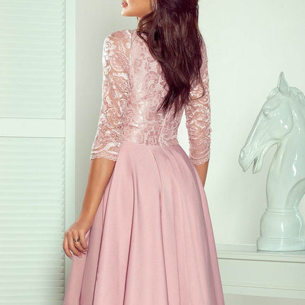 Powder Pink Dress with Lace Back Detail – Nicolle