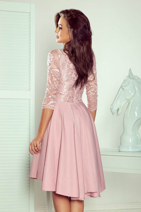 Powder Pink Dress with Lace Back Detail – Nicolle