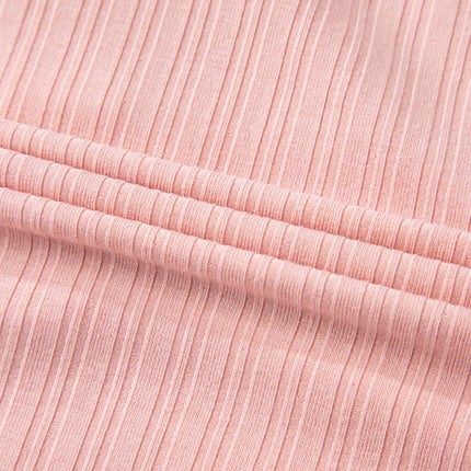Gossamer Pink Ribbed Button V Neck Tank Top and Shorts Set