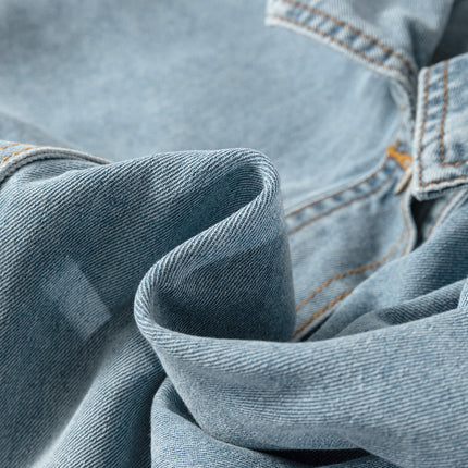 Beau Blue Draw-cord Hem Light Wash Denim Jacket