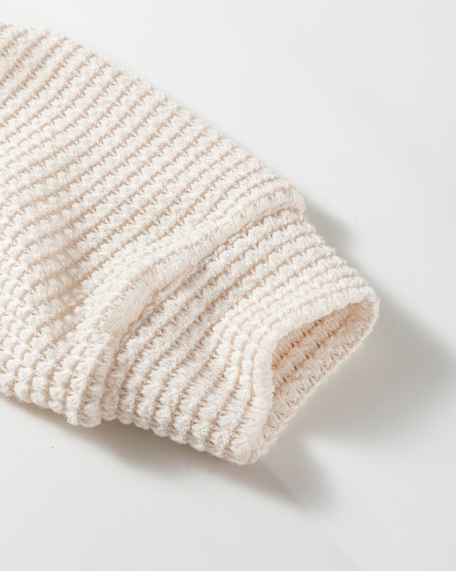 Jet Stream Solid Color Textured Knit Asymmetric Shoulder Long Sleeve Top