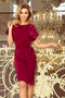 Burgundy Dress with Asymmetrical Skirt and Belt – ROXI