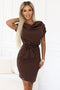 Chocolate Dress with Asymmetrical Skirt and Belt – ROXI