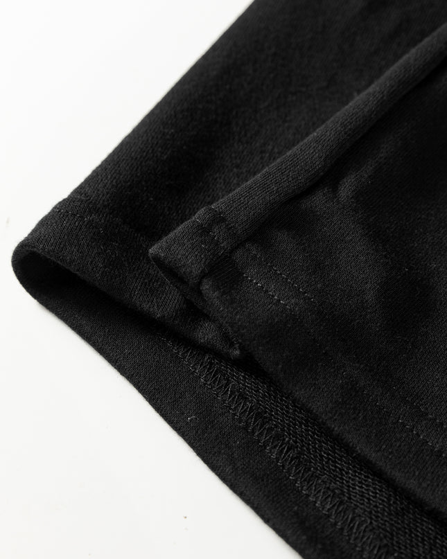 Black Seamed Drawstring High Waist Wide Leg Sweatpants