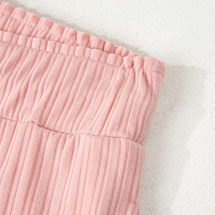 Gossamer Pink Ribbed Button V Neck Tank Top and Shorts Set