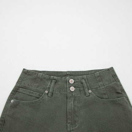 Mist 2-Button High Waist Flared Bottom Jeans
