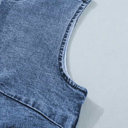 Ashleigh Blue Buttoned Front Slit Denim Vest