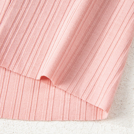 Gossamer Pink Ribbed Button V Neck Tank Top and Shorts Set