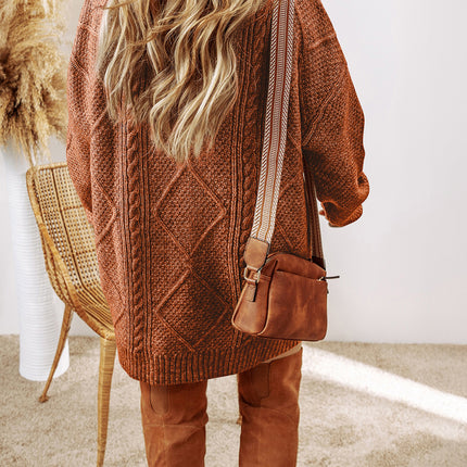 Cable Knit Drop Shoulder Sweater Dress