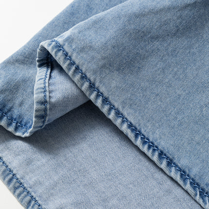 Beau Blue Ruffled Peter Pan Collar Western Denim Shirt