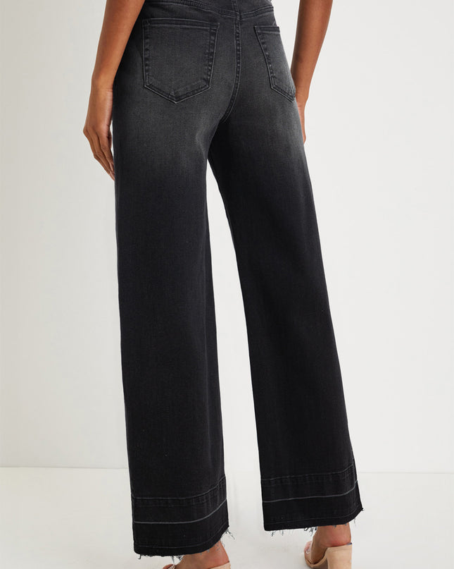 Real Teal Raw Hem Unique Cuffs Straight High Rise Loose Jeans