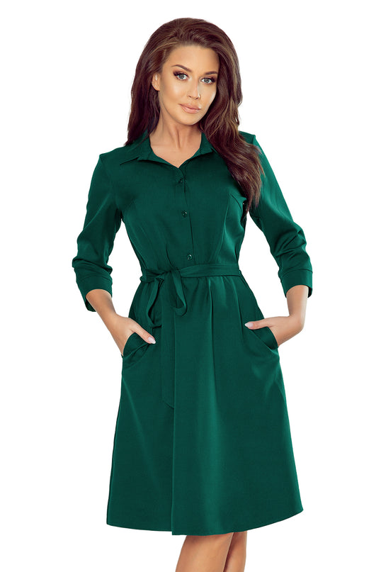 Green Flared Shirt Dress – Sandy