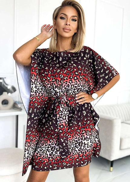 287-23 SOFIA Butterfly dress with a binding at the waist - jaguar