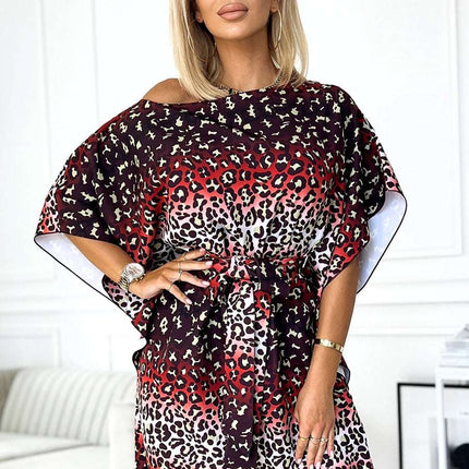 287-23 SOFIA Butterfly dress with a binding at the waist - jaguar