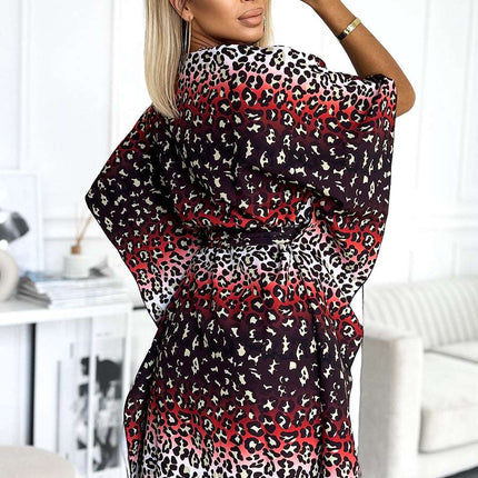 287-23 SOFIA Butterfly dress with a binding at the waist - jaguar