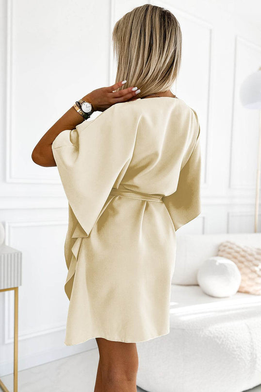 Beige Dress with Waist Binding – Sofia Butterfly