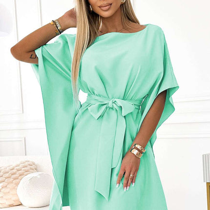 287-31 SOFIA Women's butterfly dress with a tie at the waist - mint