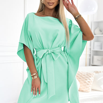 287-31 SOFIA Women's butterfly dress with a tie at the waist - mint