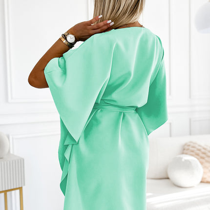287-31 SOFIA Women's butterfly dress with a tie at the waist - mint