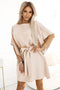287-38 SOFIA Butterfly dress with tie at the waist - dark beige