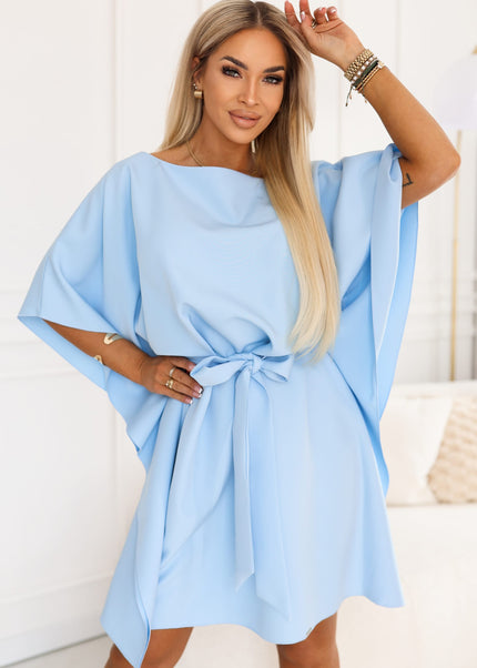 287-43 SOFIA Butterfly-style dress with a tie waist - light blue