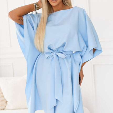 287-43 SOFIA Butterfly-style dress with a tie waist - light blue