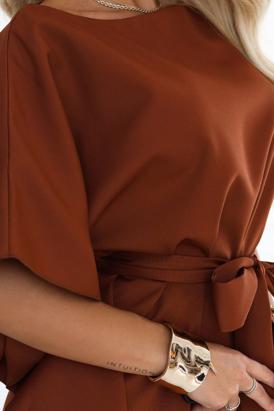 Cinnamon Butterfly Dress with Waist Tie – Sofia