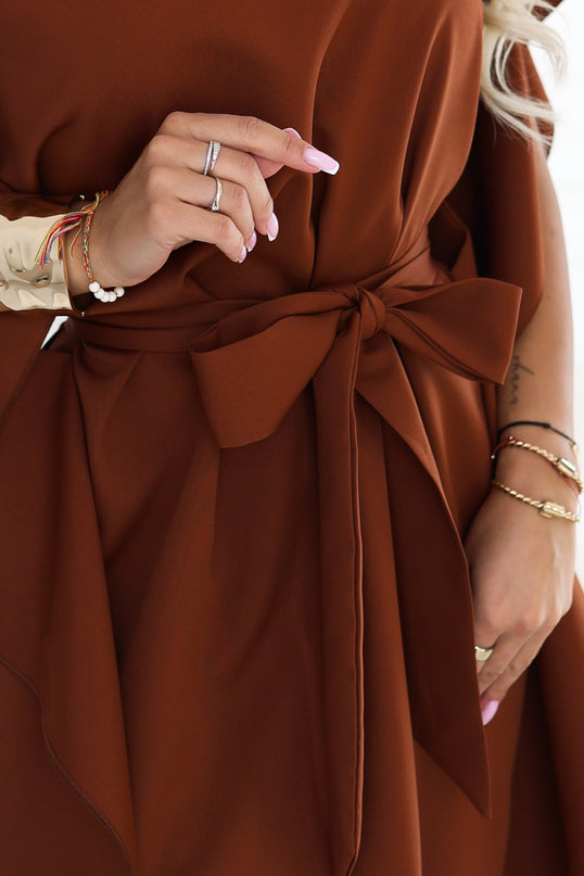 Cinnamon Butterfly Dress with Waist Tie – Sofia